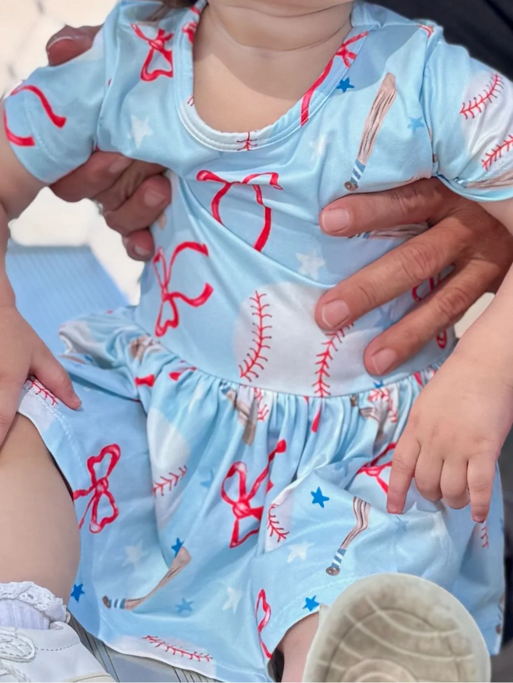 Mila & Rose Baby Blue Baseball Bow Dress